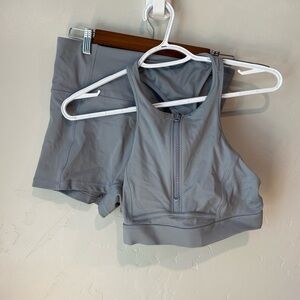 Fabletics Gray Bikini Set Zip Top Boy Short Bottom Size M
